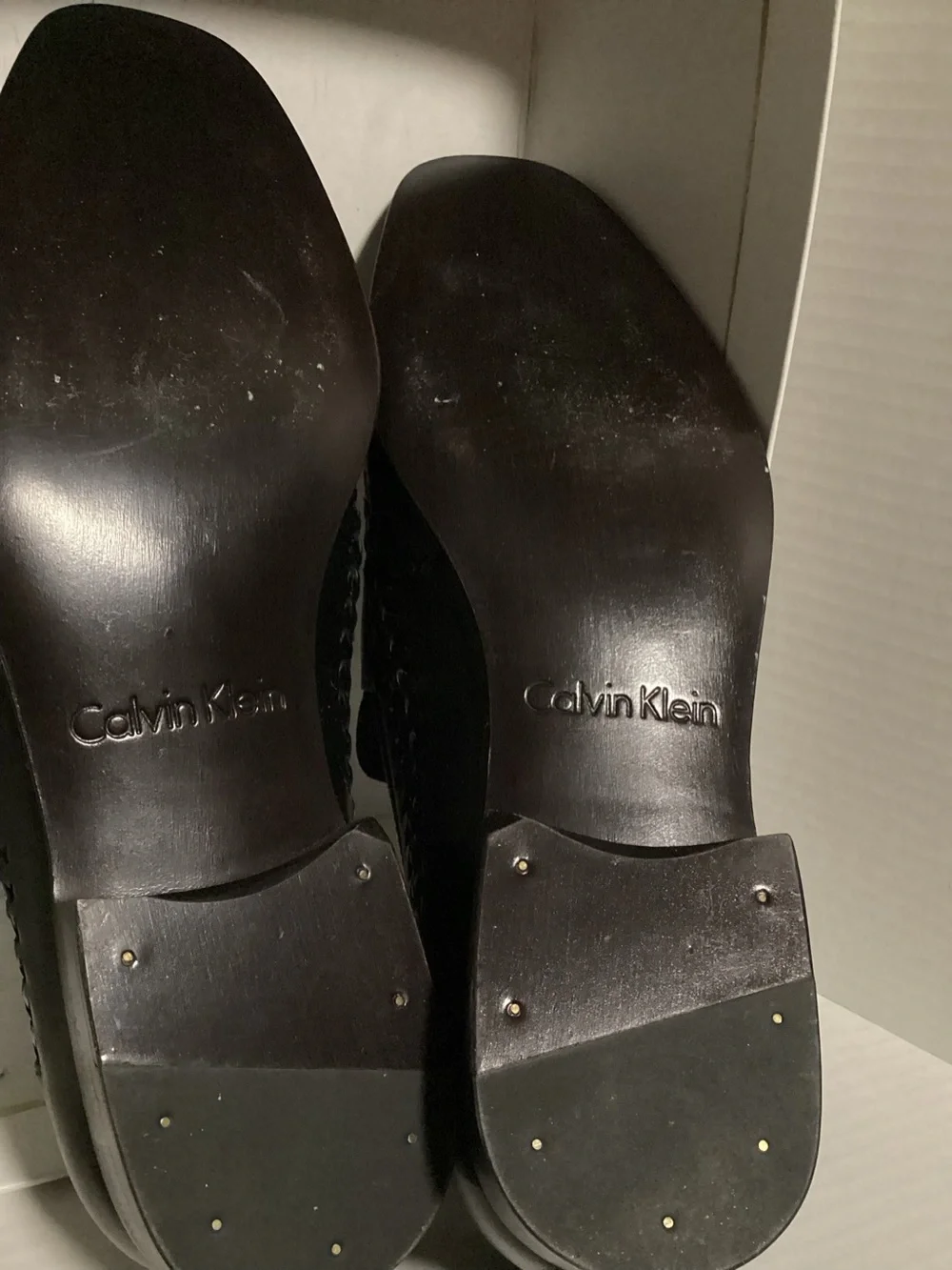 Calvin Klein Black Leather Slip-On Loafers